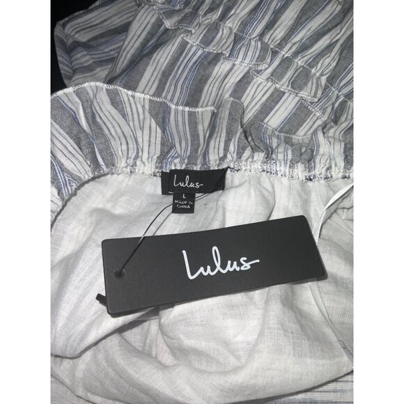 LULUS Vacay Babe‎ Grey Stripe Halter Maxi Dress New with Tags Large - Picture 5 of 11